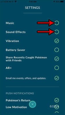 how to turn off music in pokemon go and is there a way to customize the sound effects?